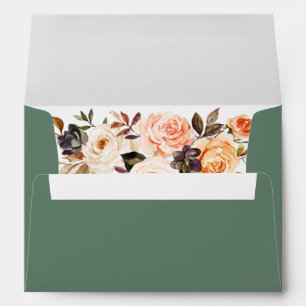Enveloppe Aquarelle Automne Floral Mariage Sage Vert