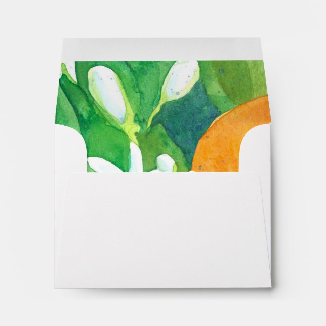 Enveloppe Aquarelle aux agrumes de fleurs d'orange (Dos (Bas))