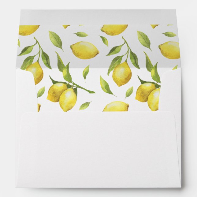 Enveloppe Aquarelle aux citrons fleuris pour carte 5x7 (Dos (Bas))