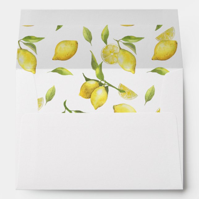 Enveloppe Aquarelle aux citrons fleuris pour carte 5x7 (Dos (Bas))