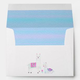 Enveloppe Aquarelle Baby shower à thème Llama