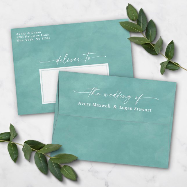 Enveloppe Aquarelle bleu Aqua A7 Faire-part de mariage 5x7 (Créateur téléchargé)