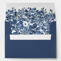 Aquarelle Bleu Blanc Floral Mariage Linal Personna
