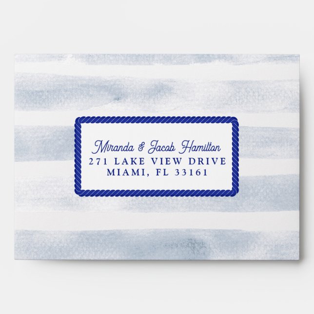 Enveloppe Aquarelle bleu blanc RSVP marine (Devant)