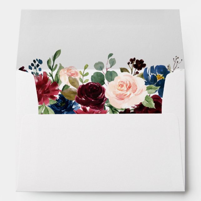 Enveloppe Aquarelle bleu Bourgogne rose Mariage (Dos (Bas))