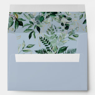 Enveloppe Aquarelle bleu Dusty Botanical Greenery Mariage E