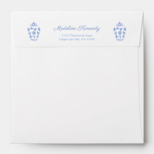 Enveloppe Aquarelle Bleu Et Blanc Poterie Adresse de retour