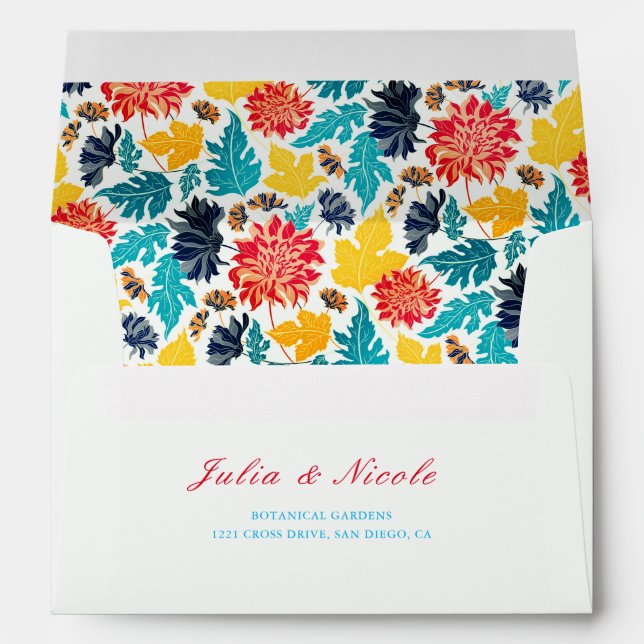Enveloppe Aquarelle bleu naturel Jaune Mariage de tournesols (Dos (Bas))
