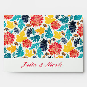 Enveloppe Aquarelle bleu naturel Jaune Mariage de tournesols