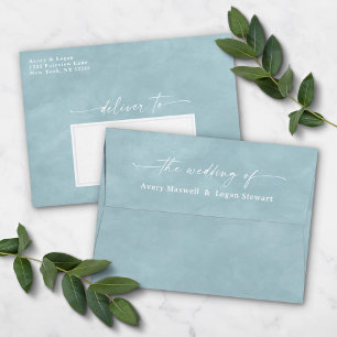 Enveloppe Aquarelle bleu poudre A7 5x7 Faire-part de mariage