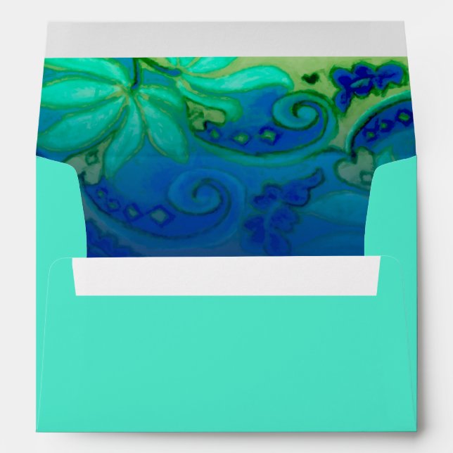 Enveloppe Aquarelle bleu vert Aqua (Dos (Bas))