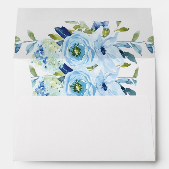 Enveloppe Aquarelle bleu vert Mariage de verdure (Dos (Bas))
