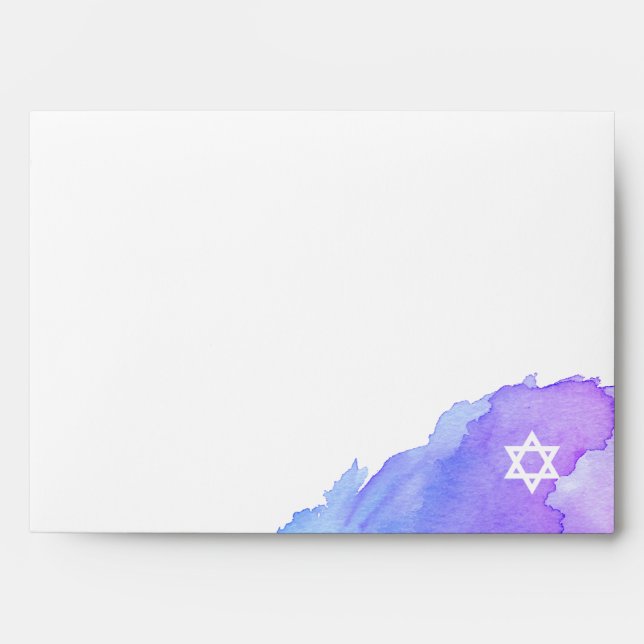 Enveloppe Aquarelle bleu violet violet Adresse de retour #LC (Devant)