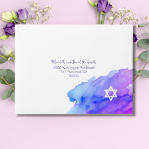 Enveloppe Aquarelle bleu violet violet RSVP Adresse de retou