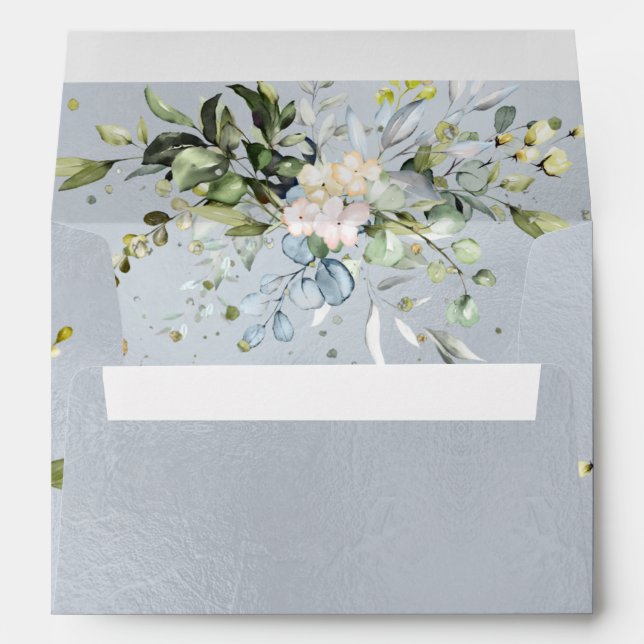 Enveloppe Aquarelle Blue Gum Eucalyptus, Dusty Blue (Dos (Bas))