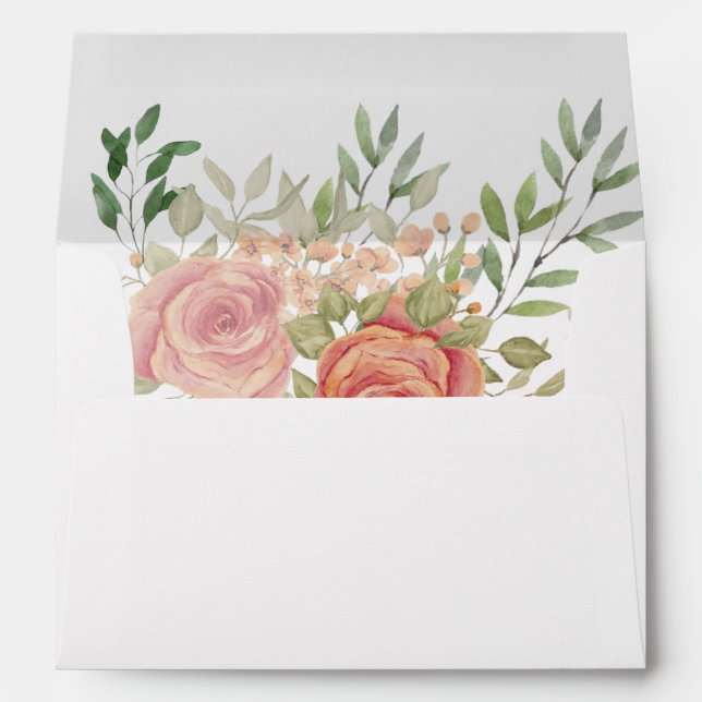 Enveloppe Aquarelle Blush Coral Terracotta Roses (Dos (Bas))