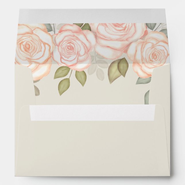 Enveloppe Aquarelle Blush Floral Sage Mariage vert (Dos (Bas))