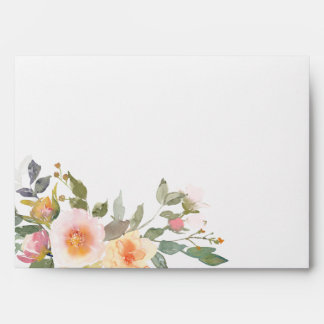 Enveloppe Aquarelle Blush rose Jaune Floral Mariage