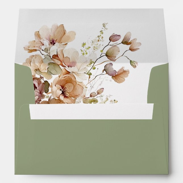 Enveloppe Aquarelle Boho Automne Baby shower Floral (Dos (Bas))