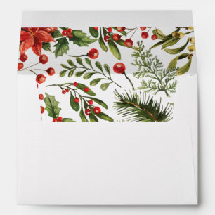Enveloppe Aquarelle Botanique Élégante Noël