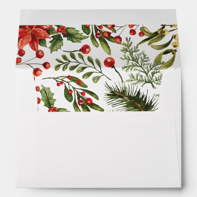 Enveloppe Aquarelle Botanique Élégante Noël (Dos (Bas))