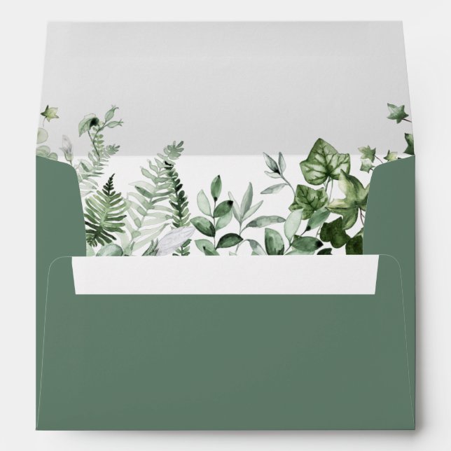 Enveloppe Aquarelle Botanique Fermes de lierre Sage Green (Dos (Bas))