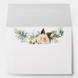 Enveloppe Aquarelle Botanique Floral Mariage Blanc