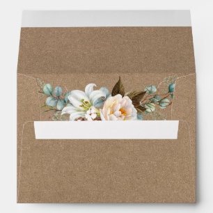 Enveloppe Aquarelle Botanique Floral Mariage Kraft