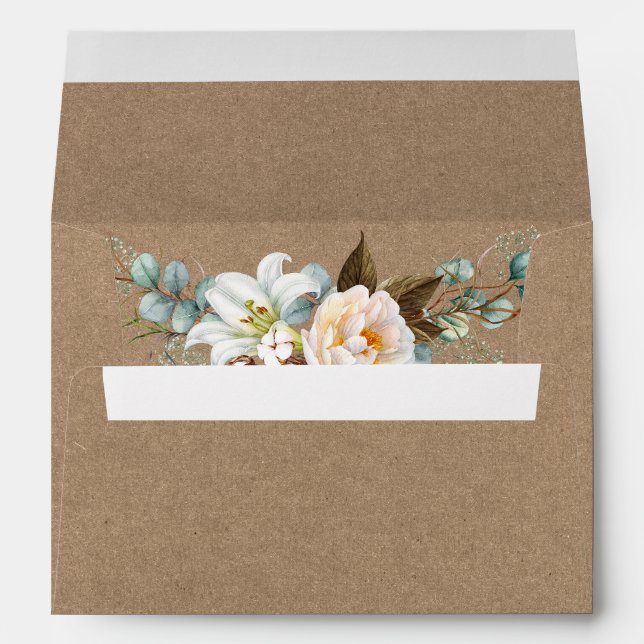 Enveloppe Aquarelle Botanique Floral Mariage Kraft (Dos (Bas))