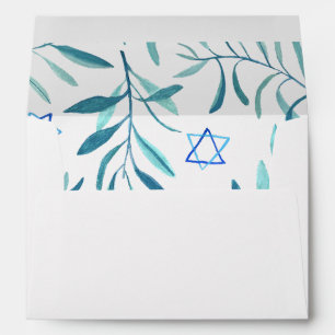 Enveloppe Aquarelle Botanique Star de David Bar Bat mitzvah