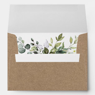 Enveloppe Aquarelle Botanique Verdure Mariage Kraft