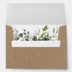 Enveloppe Aquarelle Botanique Vert Mariage Kraft
