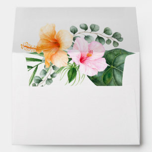 Enveloppe Aquarelle Bouquet floral tropical