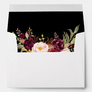 Enveloppe Aquarelle Bourgogne Floral Mariage Blk Invitation