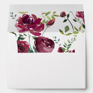 Enveloppe Aquarelle Bourgogne Modèle floral