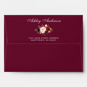 Enveloppe Aquarelle Bourgogne Nom du Faire-part de mariage F