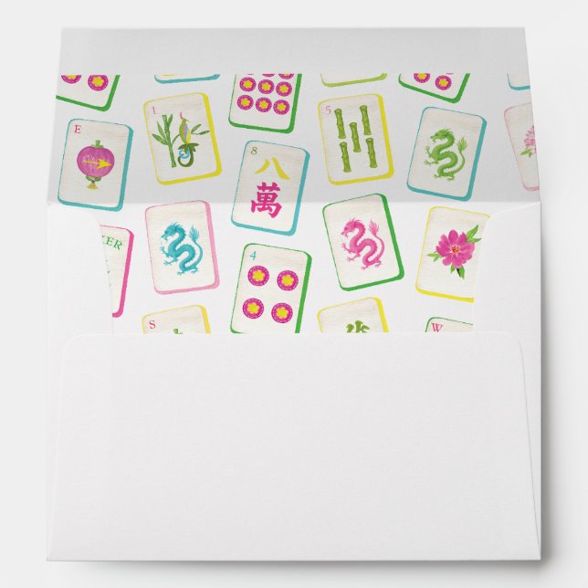 Enveloppe Aquarelle brillante Mahjong Titres Monogramme (Dos (Bas))