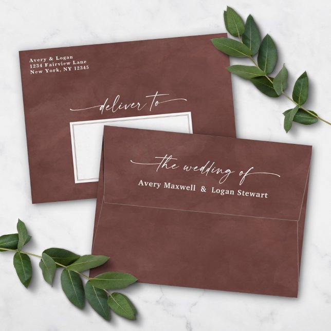 Enveloppe Aquarelle Brown A7 5x7 Faire-part de mariage (Créateur téléchargé)