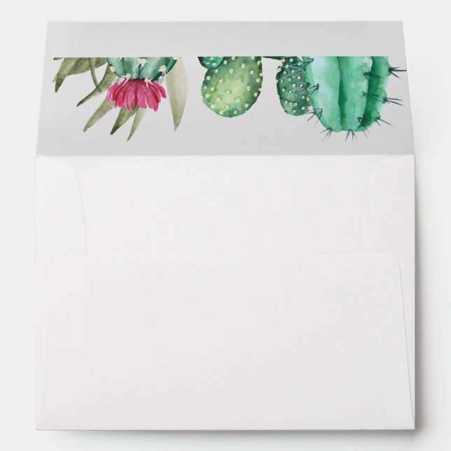 Enveloppe Aquarelle Cactus (Dos (Bas))