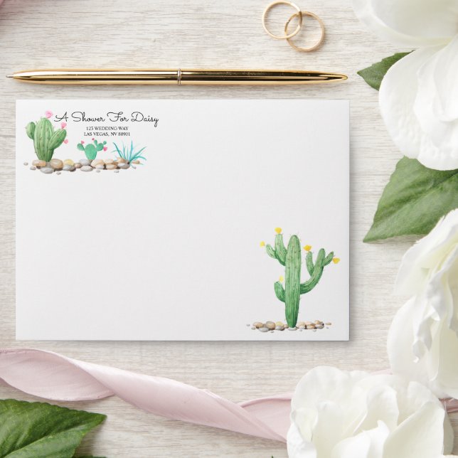 Enveloppe Aquarelle Cactus (Wedding)