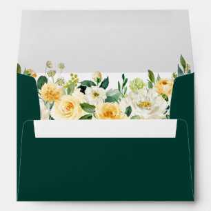 Enveloppe Aquarelle Chasseur d'or jaune Mariage floral vert