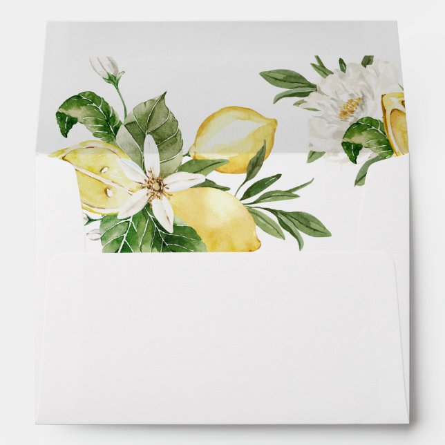 Enveloppe Aquarelle Citrus Citrus Vert Fleurs blanches (Dos (Bas))