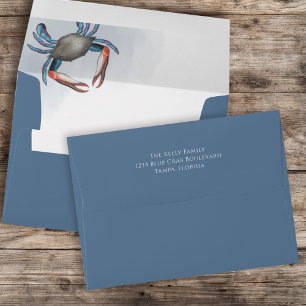 Enveloppe Aquarelle Coastère Crabe Bleu Custom