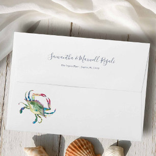 Enveloppe Aquarelle côtière Crabe Retourner l'adresse Envelo