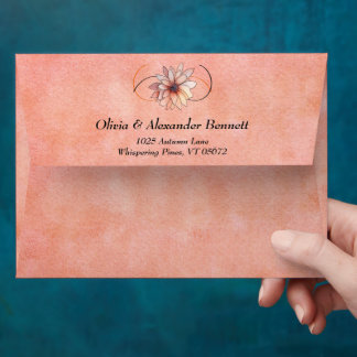 Enveloppe Aquarelle d'automne Floral Terracotta Mariage jaun