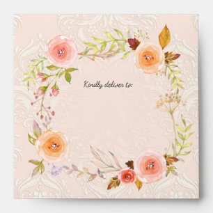 Enveloppe Aquarelle de couleur bleu Damask Baby shower de co