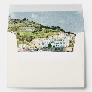 Enveloppe Aquarelle de la côte AMALFI Skyline Destination Vo