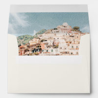 Aquarelle de la côte AMALFI Skyline Destination Vo