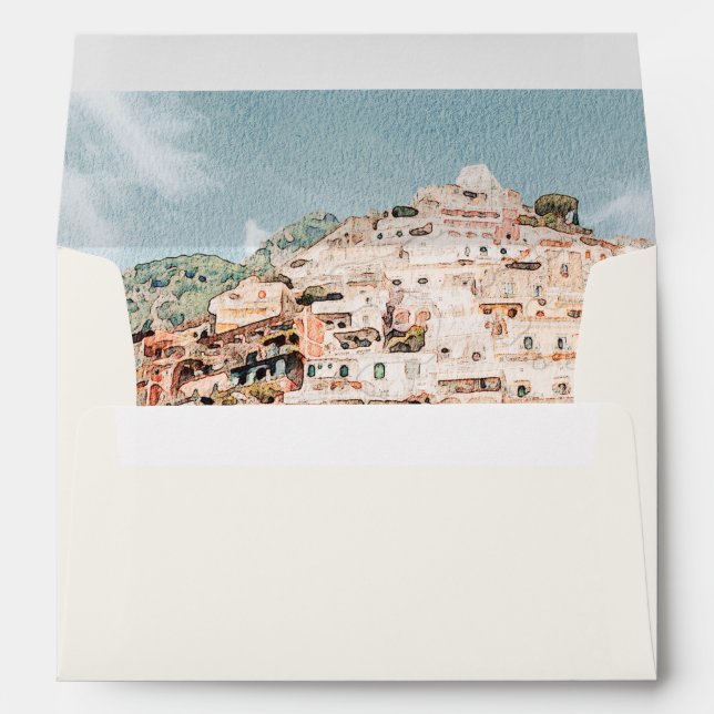 Enveloppe Aquarelle de la côte AMALFI Skyline Destination Vo (Dos (Bas))