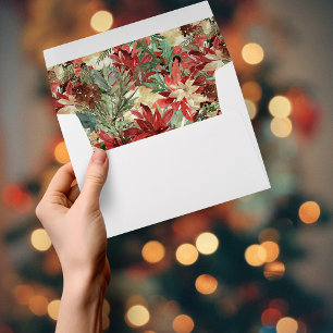 Enveloppe Aquarelle de luxe Poinsettia vacances Floral